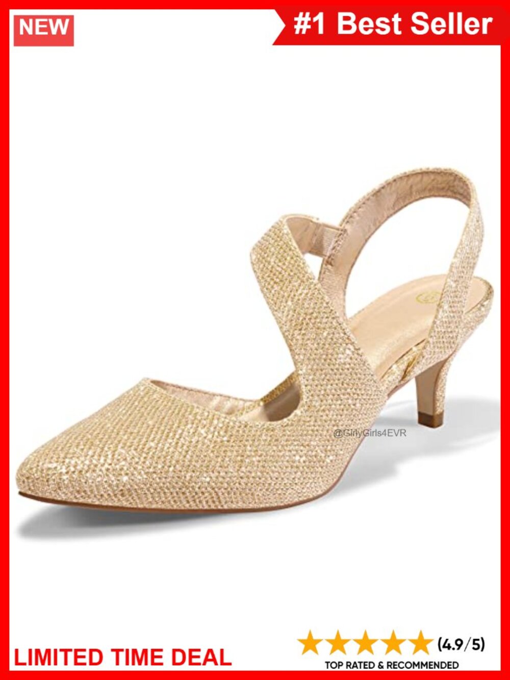 Kitten Heel Slingback Pumps Pointed Toe Cushioned Dress Shoes